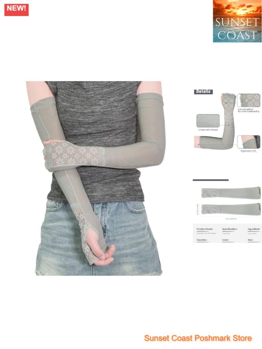 Lace Ice Silk Arm Sleeves for Women UV Sun Protection